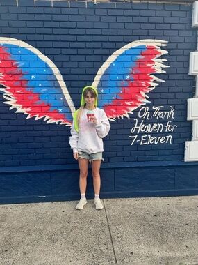 white/pink The Bar varsity crewneck
